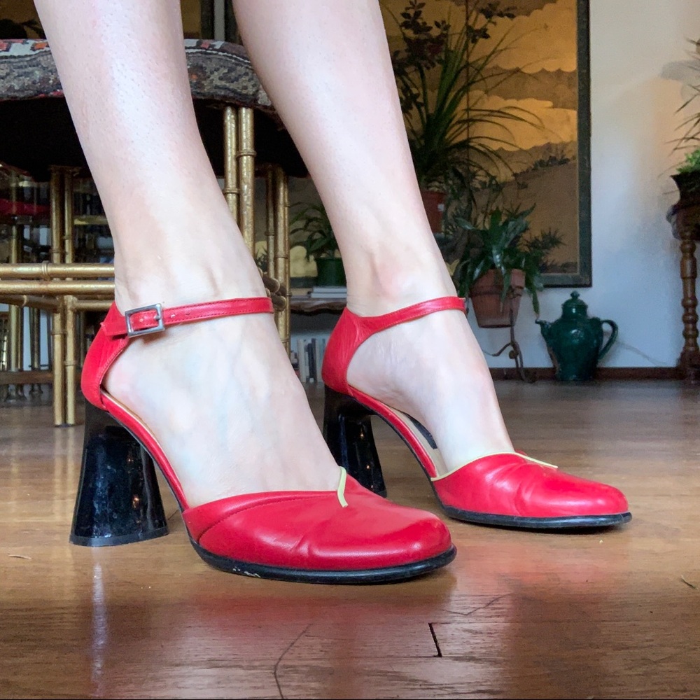 Red leather shoes!